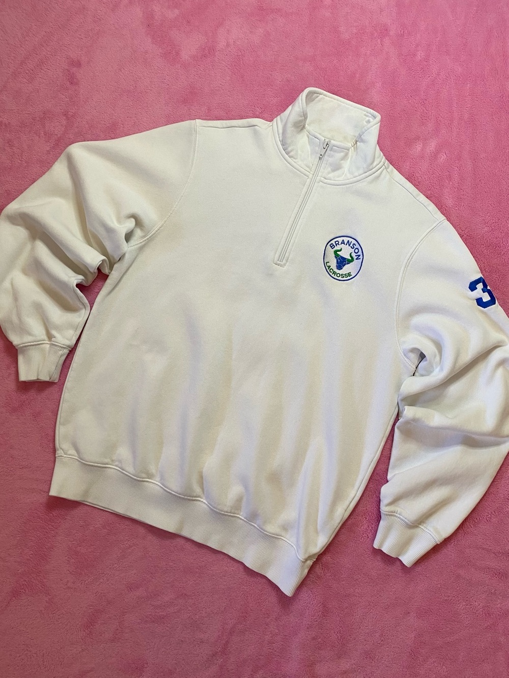 Sport-Tek Branson Lacrosse Quarter Zip Sweatshirt White Team Pullover S